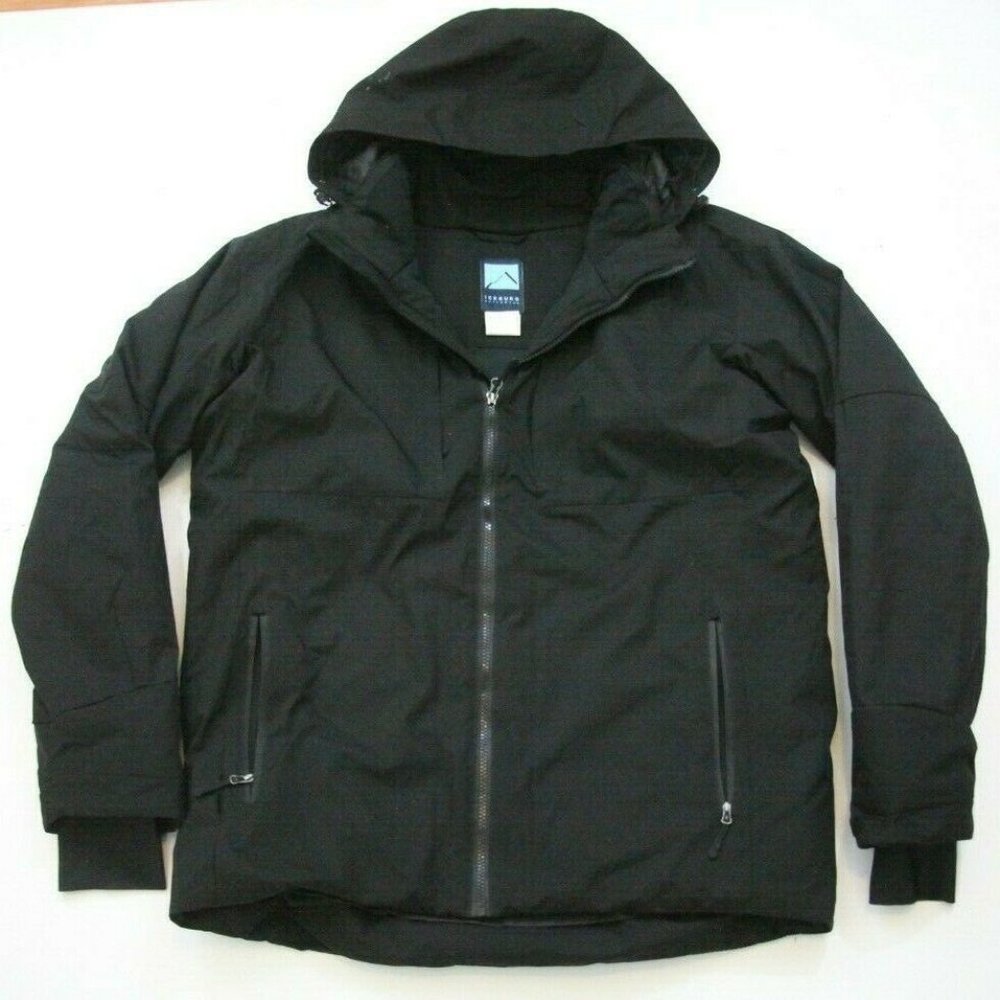 XL Iceburg Outerwear Black Lined Hooded Jacket Coat Full Zip Long Sleeve FRB10